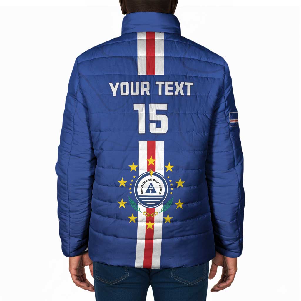 Custom Cape Verde Football Padded Jacket Go Champions Blue Sharks