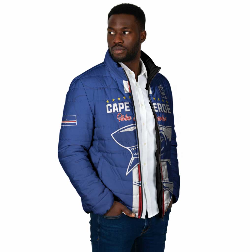 Custom Cape Verde Football Padded Jacket Go Champions Blue Sharks