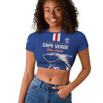 Custom Cape Verde Football Raglan Cropped T shirt Go Champions Tubaroes Azuis - African Pride