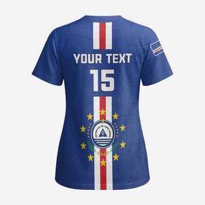 Custom Cape Verde Football Scrub Top Go Champions Tubaroes Azuis - African Pride