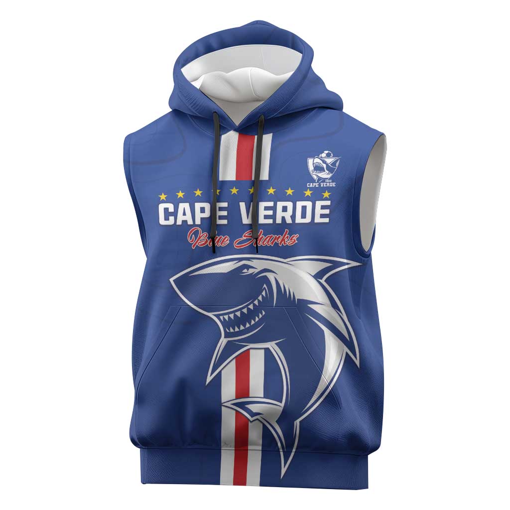 Custom Cape Verde Football Sleeveless Hoodie Go Champions Tubaroes Azuis - African Pride