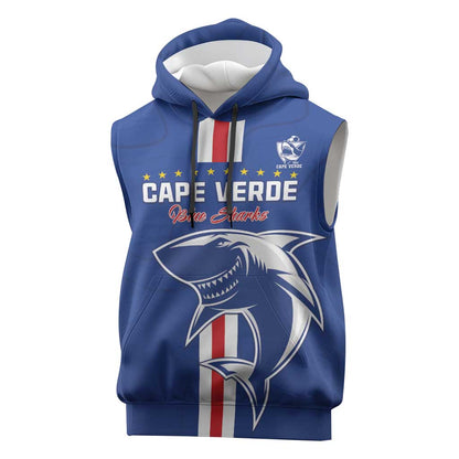 Custom Cape Verde Football Sleeveless Hoodie Go Champions Tubaroes Azuis - African Pride