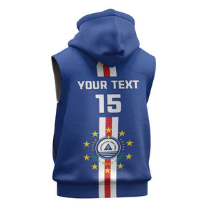 Custom Cape Verde Football Sleeveless Hoodie Go Champions Tubaroes Azuis - African Pride