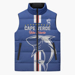 Custom Cape Verde Football Sleeveless Puffer Jacket Go Champions Blue Sharks