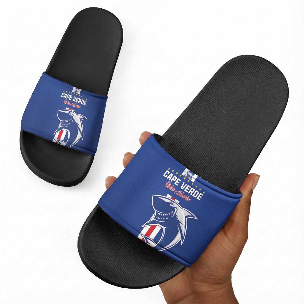 Cape Verde Football Slide Sandals Go Champions Blue Sharks