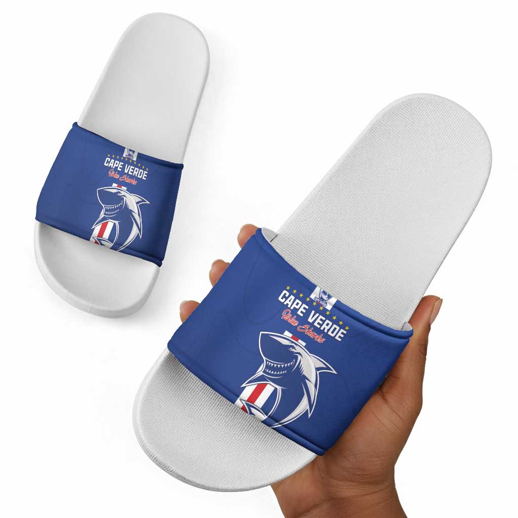 Cape Verde Football Slide Sandals Go Champions Blue Sharks