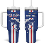 Custom Cape Verde Football Tumbler With Handle Go Champions Tubaroes Azuis - African Pride