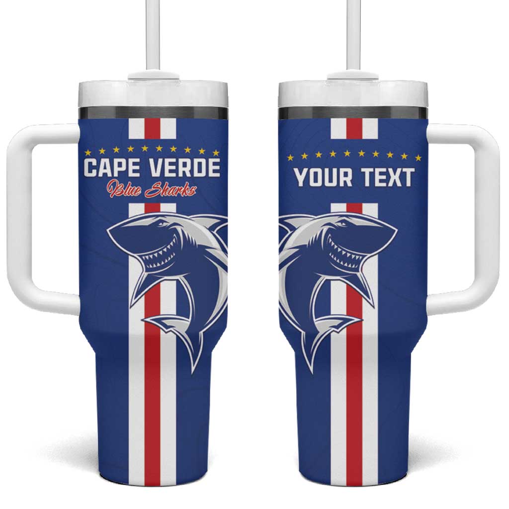 Custom Cape Verde Football Tumbler With Handle Go Champions Tubaroes Azuis - African Pride