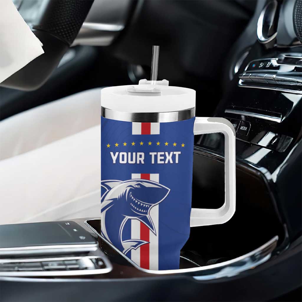 Custom Cape Verde Football Tumbler With Handle Go Champions Tubaroes Azuis - African Pride