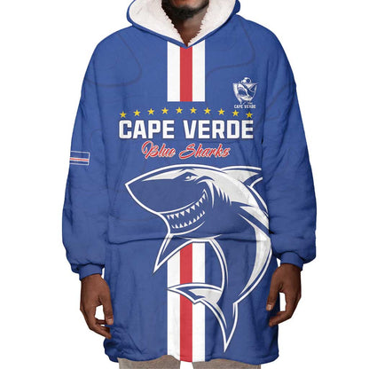 Custom Cape Verde Football Wearable Blanket Hoodie Go Champions Tubaroes Azuis - African Pride