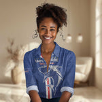 Custom Cape Verde Football Women Casual Shirt Go Champions Tubaroes Azuis - African Pride