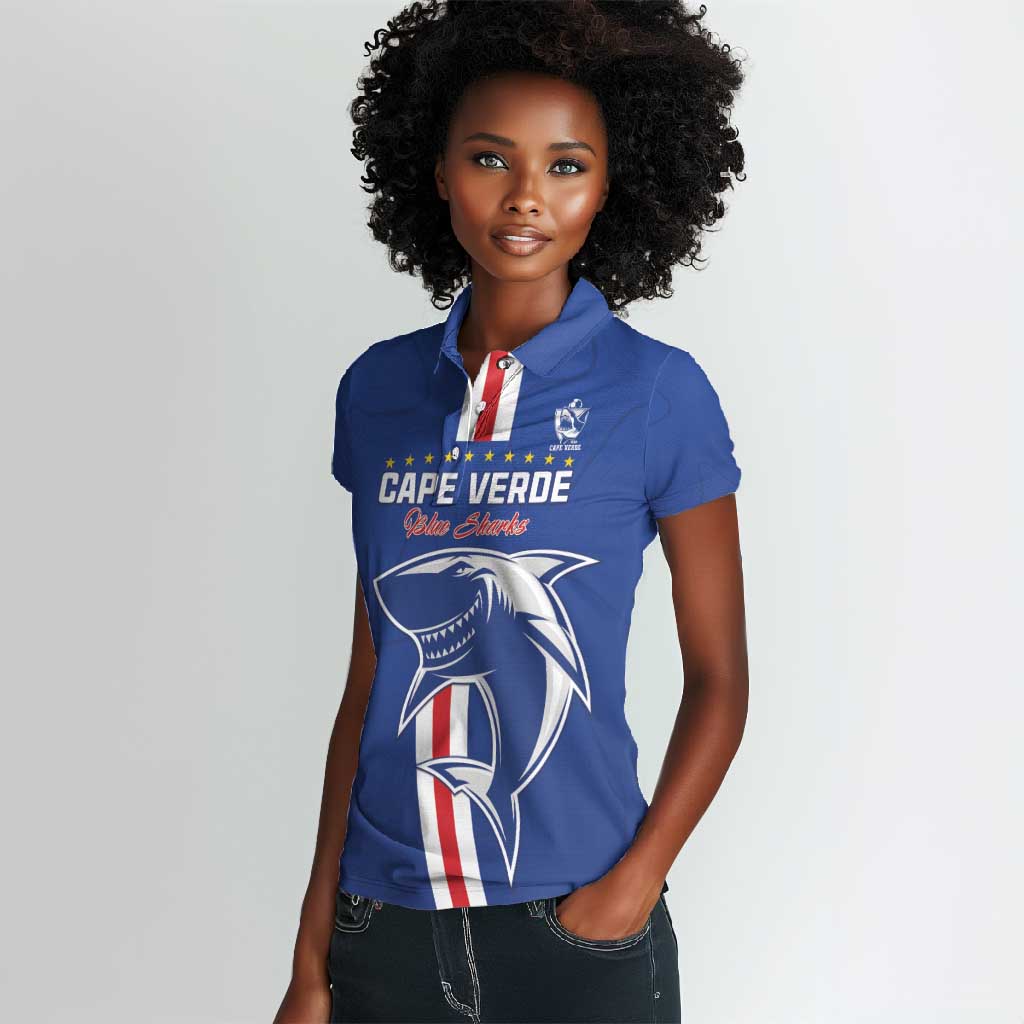 Custom Cape Verde Football Women Polo Shirt Go Champions Tubaroes Azuis - African Pride