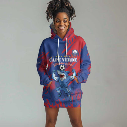 Custom Cape Verde Football Hoodie Dress Blue Sharks - Pride of the Islands - African Pride