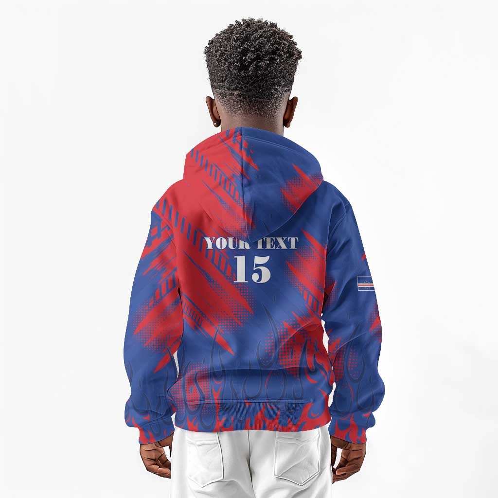 Custom Cape Verde Football Kid Hoodie Blue Sharks - Pride of the Islands - African Pride