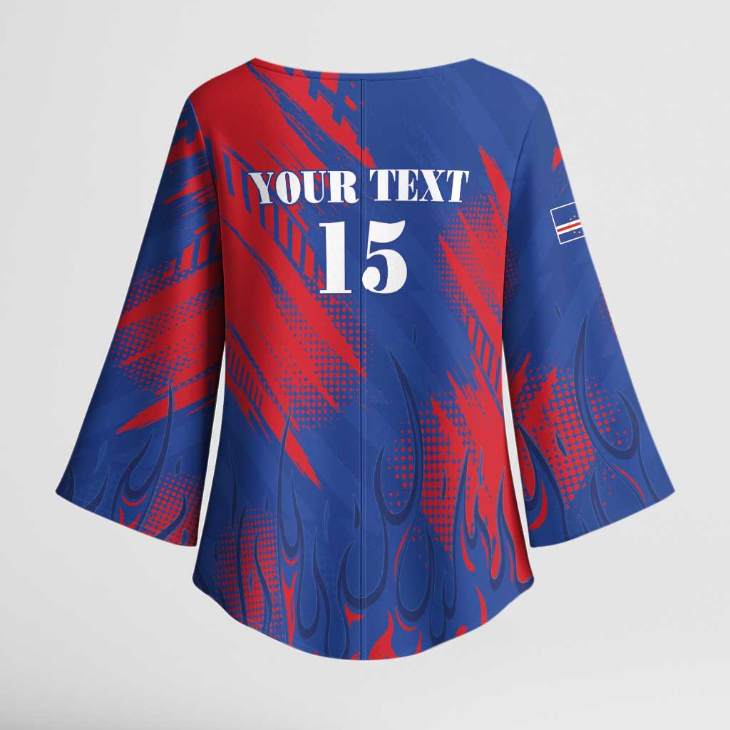 Custom Cape Verde Football Kimono Sleeve Blouse One Team One Victory
