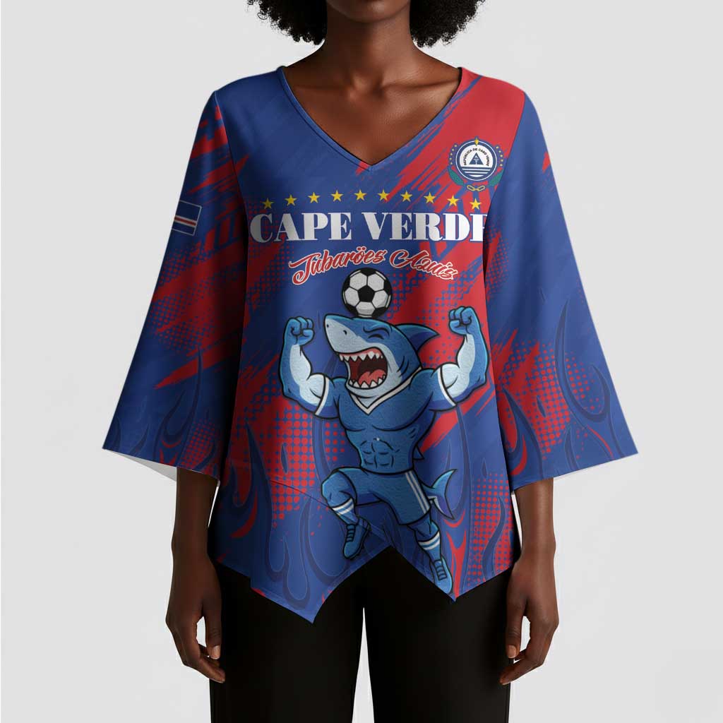 Custom Cape Verde Football Kimono Sleeve Blouse One Team One Victory