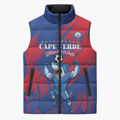 Custom Cape Verde Football Sleeveless Puffer Jacket One Team One Victory