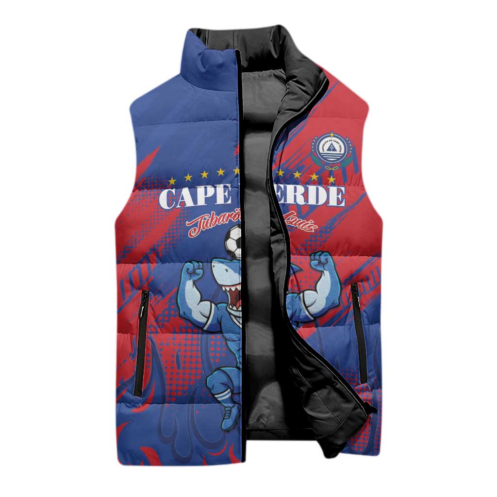 Custom Cape Verde Football Sleeveless Puffer Jacket One Team One Victory