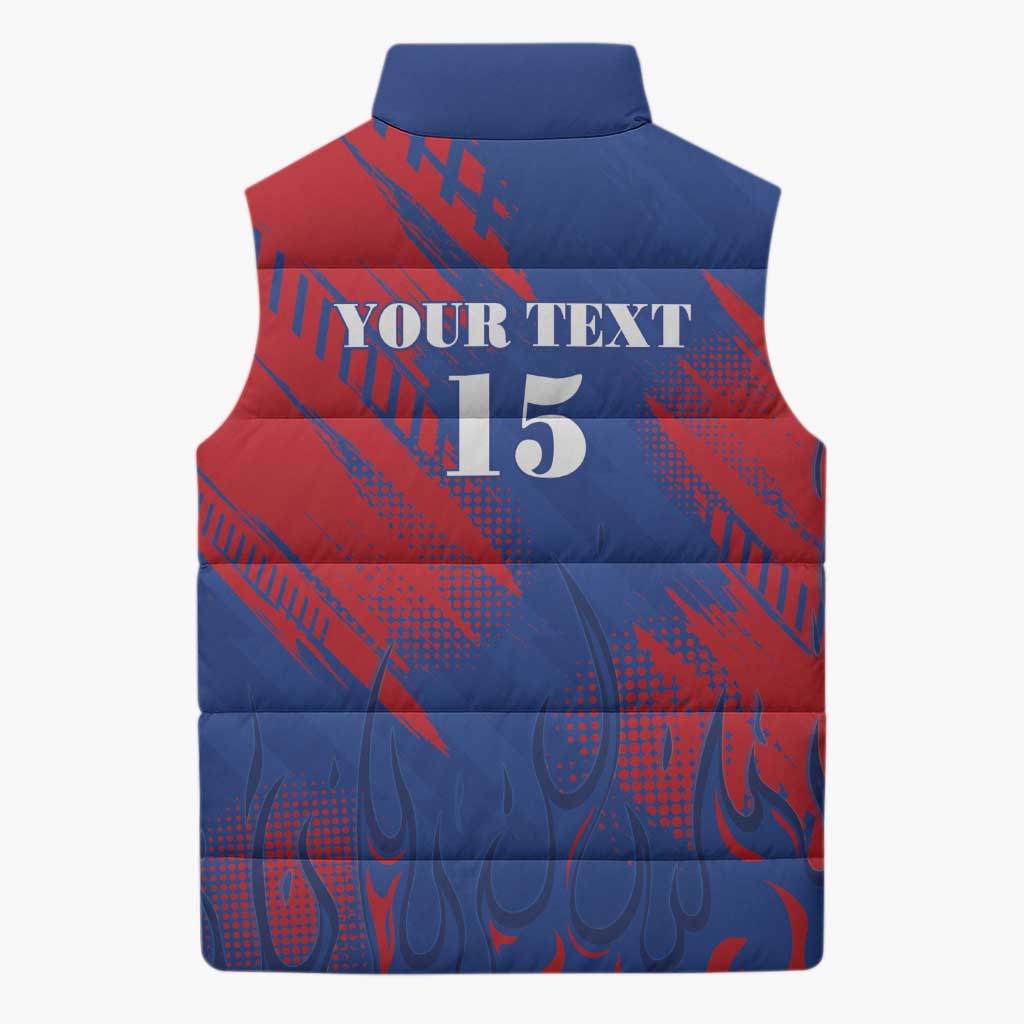 Custom Cape Verde Football Sleeveless Puffer Jacket One Team One Victory