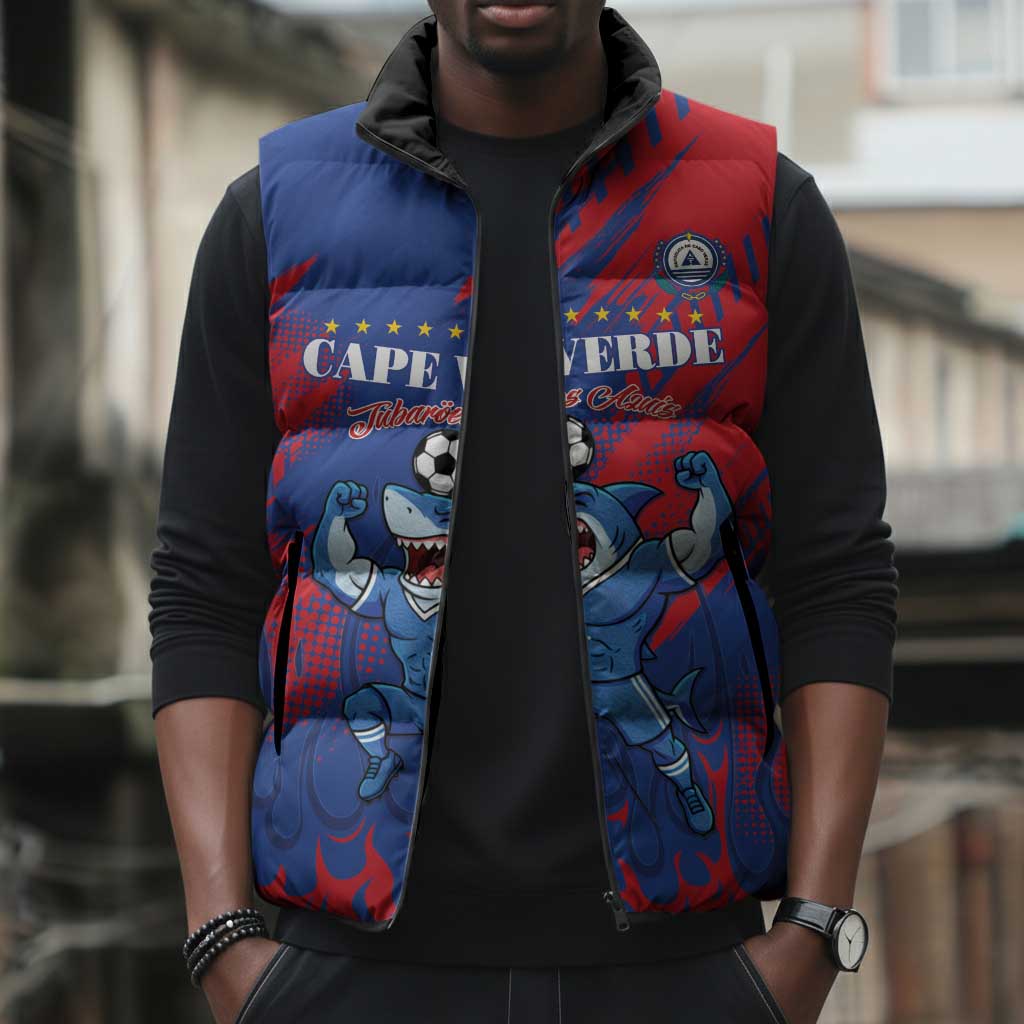 Custom Cape Verde Football Sleeveless Puffer Jacket One Team One Victory