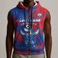 Custom Cape Verde Football Sleeveless Zip Hoodie Blue Sharks - Pride of the Islands - African Pride