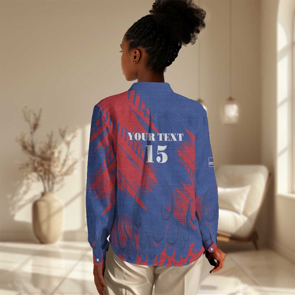 Custom Cape Verde Football Women Casual Shirt Blue Sharks - Pride of the Islands - African Pride