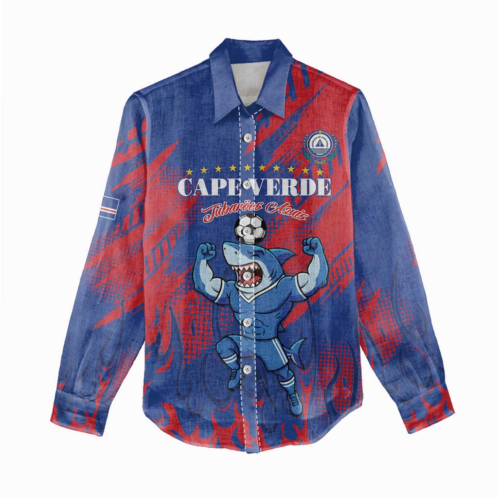 Custom Cape Verde Football Women Casual Shirt Blue Sharks - Pride of the Islands - African Pride