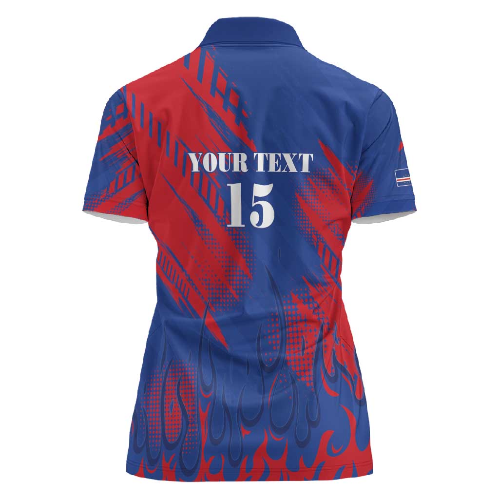 Custom Cape Verde Football Women Polo Shirt Blue Sharks - Pride of the Islands - African Pride