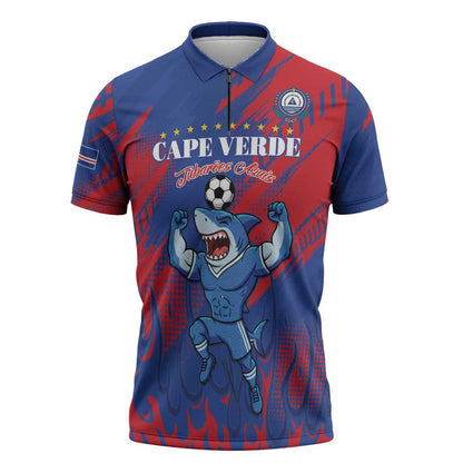 Custom Cape Verde Football Zipper Polo Shirt One Team One Victory