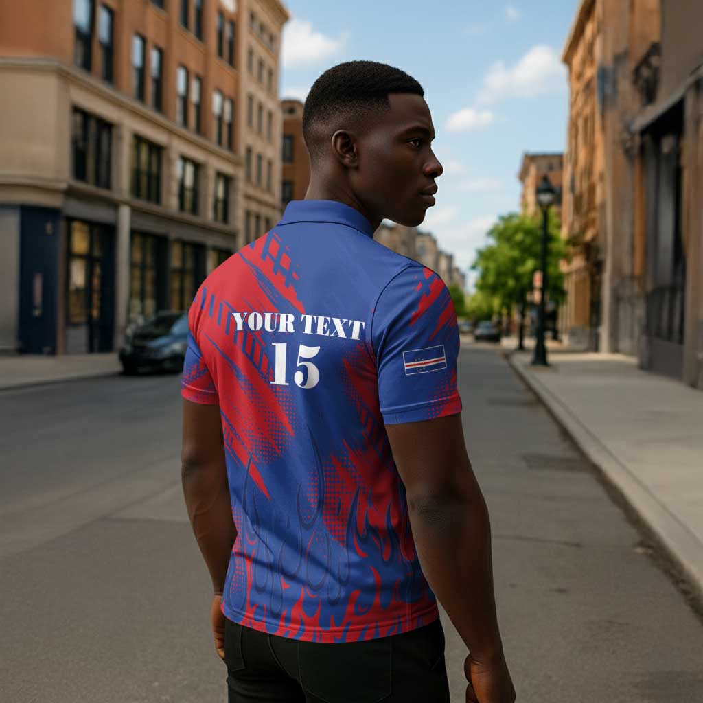 Custom Cape Verde Football Zipper Polo Shirt One Team One Victory