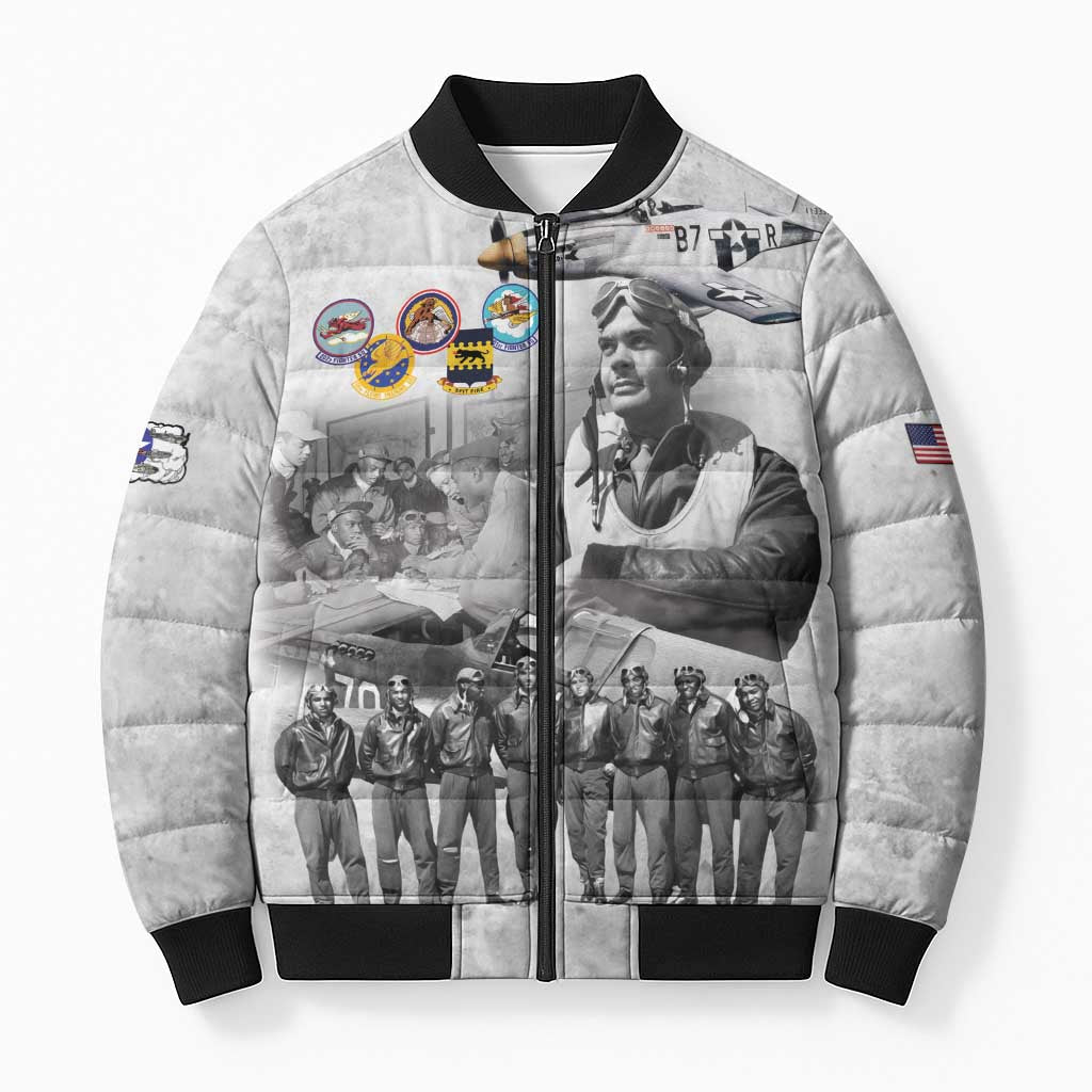 Red Tails Aviators Bomber Puffer Jacket WWII Heroes Tribute Retro Style