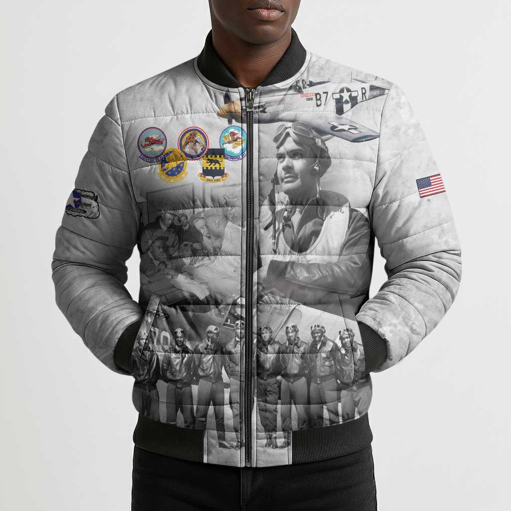 Red Tails Aviators Bomber Puffer Jacket WWII Heroes Tribute Retro Style