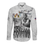 Legends of the Red Tails Long Sleeve Button Shirt Freedom Flyers Retro Style - African Pride