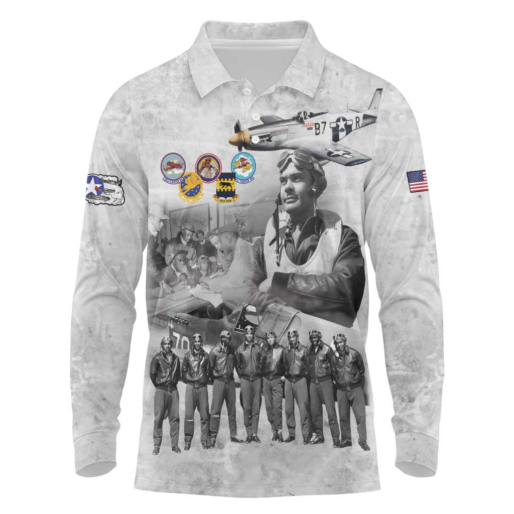 Legends of the Red Tails Long Sleeve Polo Shirt Freedom Flyers Retro Style - African Pride