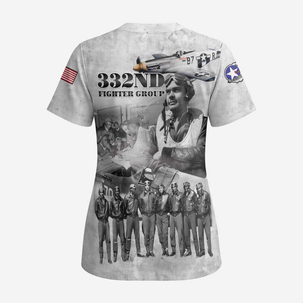 Legends of the Red Tails Scrub Top Freedom Flyers Retro Style - African Pride