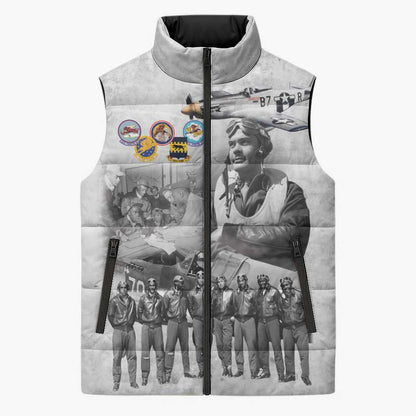 Red Tails Aviators Sleeveless Puffer Jacket WWII Heroes Tribute Retro Style