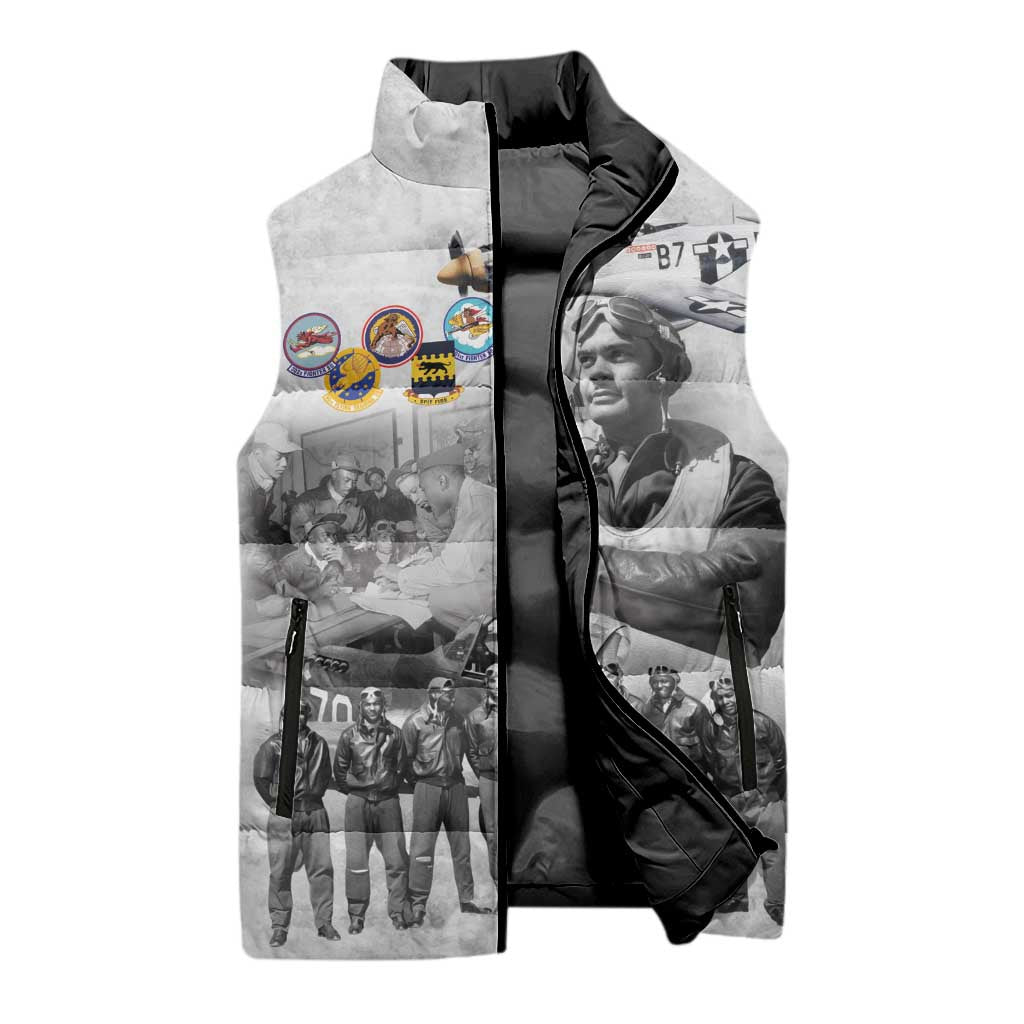 Red Tails Aviators Sleeveless Puffer Jacket WWII Heroes Tribute Retro Style