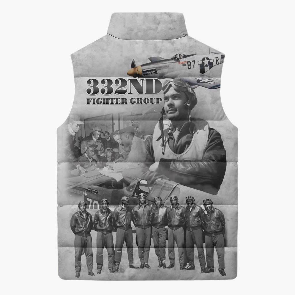 Red Tails Aviators Sleeveless Puffer Jacket WWII Heroes Tribute Retro Style