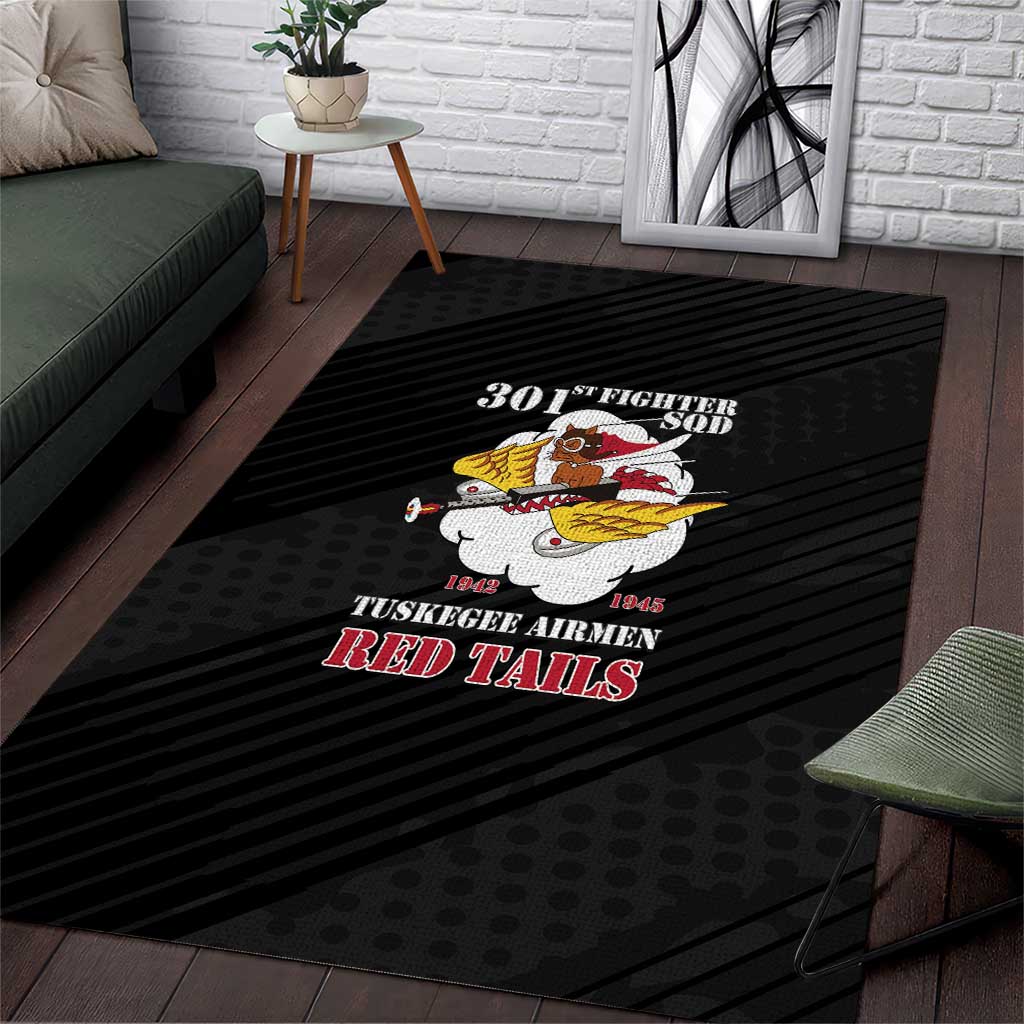 301st Fighter Squadron WWII Area Rug Red Tails Heritage - Black - African Pride