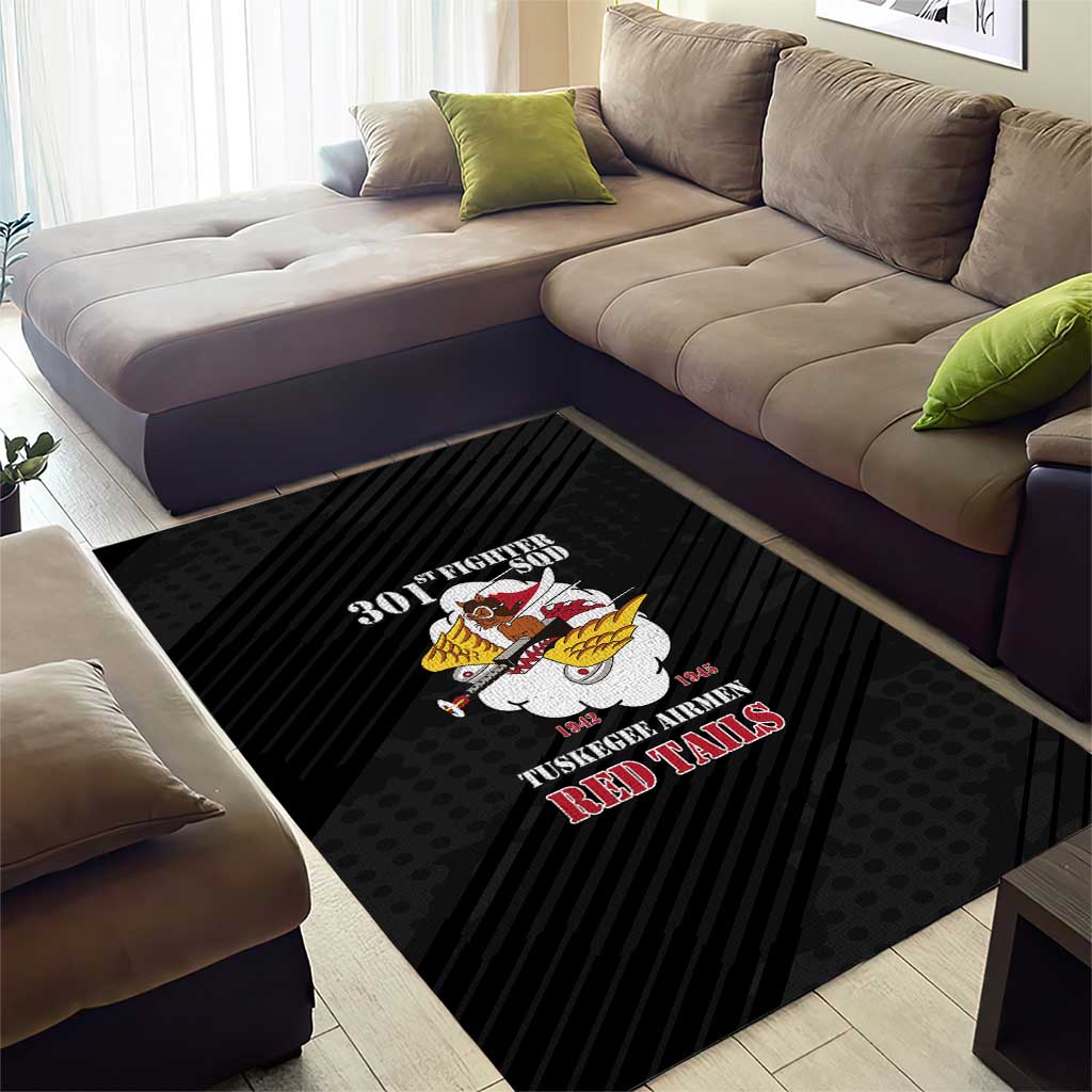 301st Fighter Squadron WWII Area Rug Red Tails Heritage - Black - African Pride
