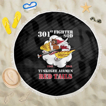 301st Fighter Squadron WWII Beach Blanket Red Tails Heritage - Black - African Pride