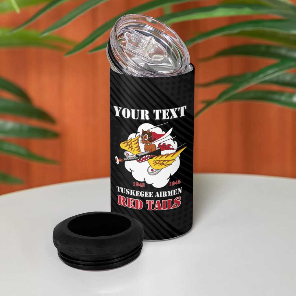 Personalized 301st Fighter Squadron WWII 4 in 1 Can Cooler Tumbler Red Tails Heritage - Black - African Pride