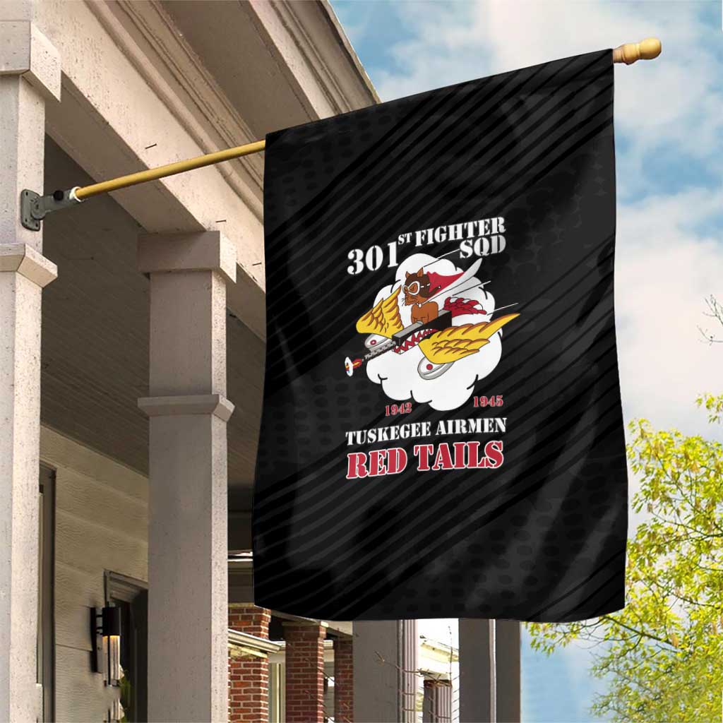301st Fighter Squadron WWII Garden Flag Red Tails Heritage - Black - African Pride