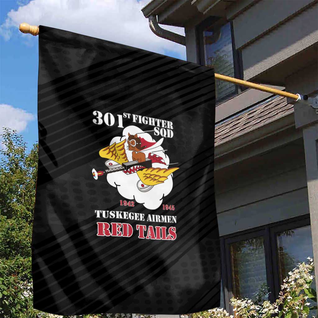301st Fighter Squadron WWII Garden Flag Red Tails Heritage - Black - African Pride