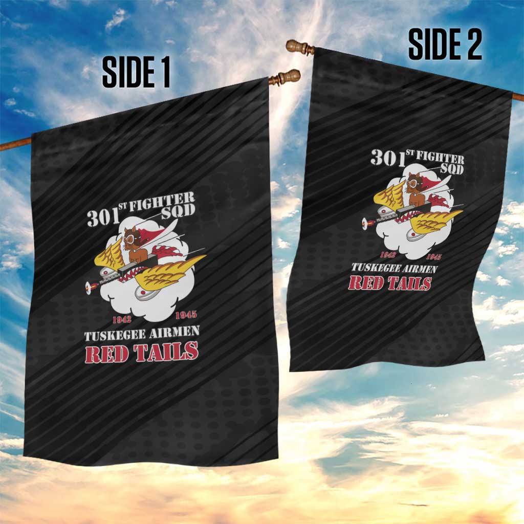 301st Fighter Squadron WWII Garden Flag Red Tails Heritage - Black - African Pride