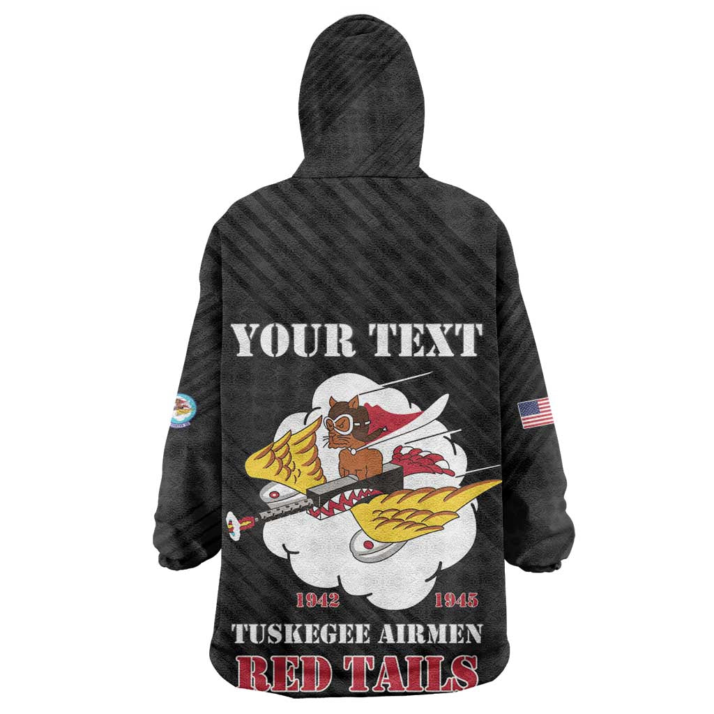 Personalized 301st Fighter Squadron WWII Kid Wearable Blanket Hoodie Red Tails Heritage - Black - African Pride