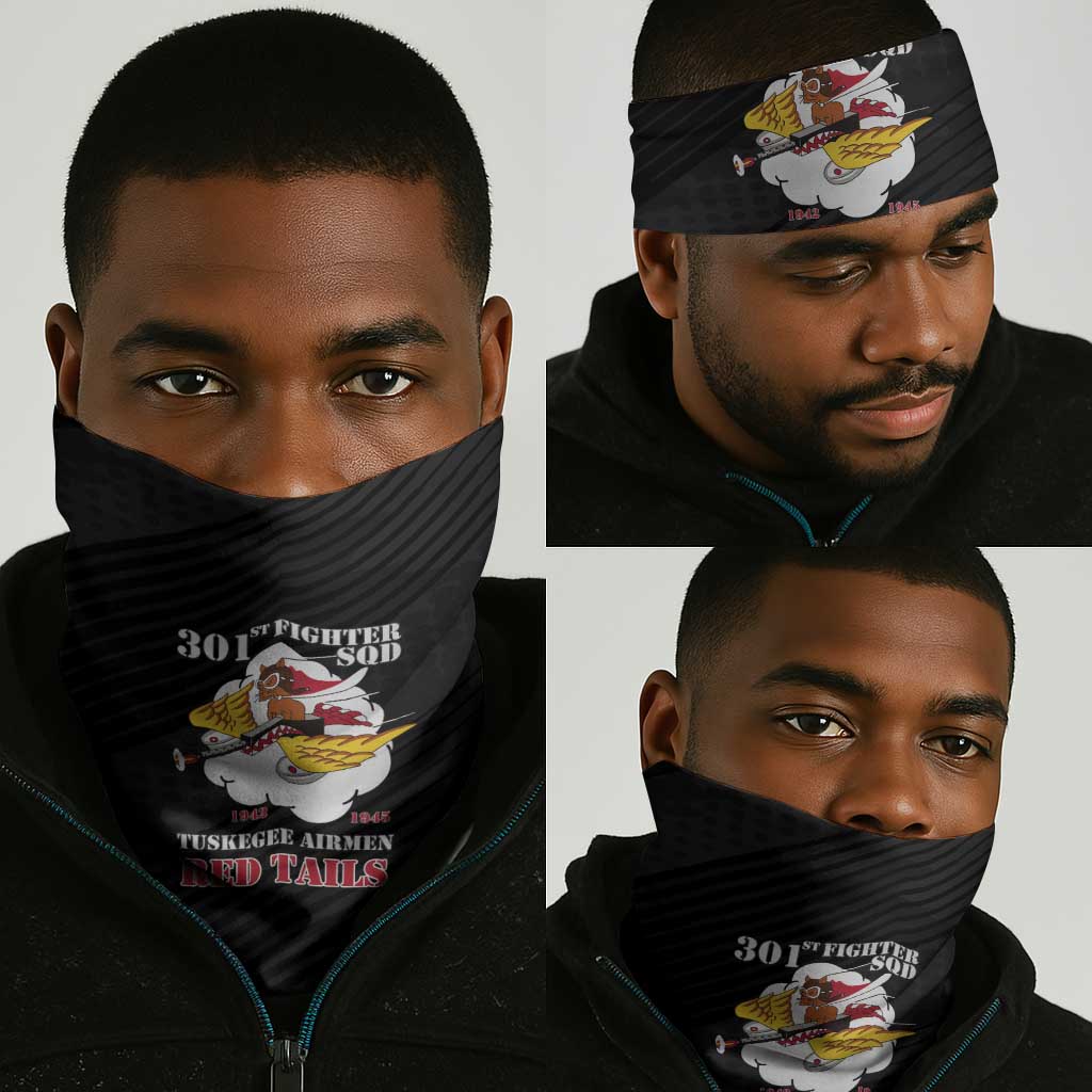301st Fighter Squadron WWII Neck Gaiter Red Tails Heritage - Black - African Pride