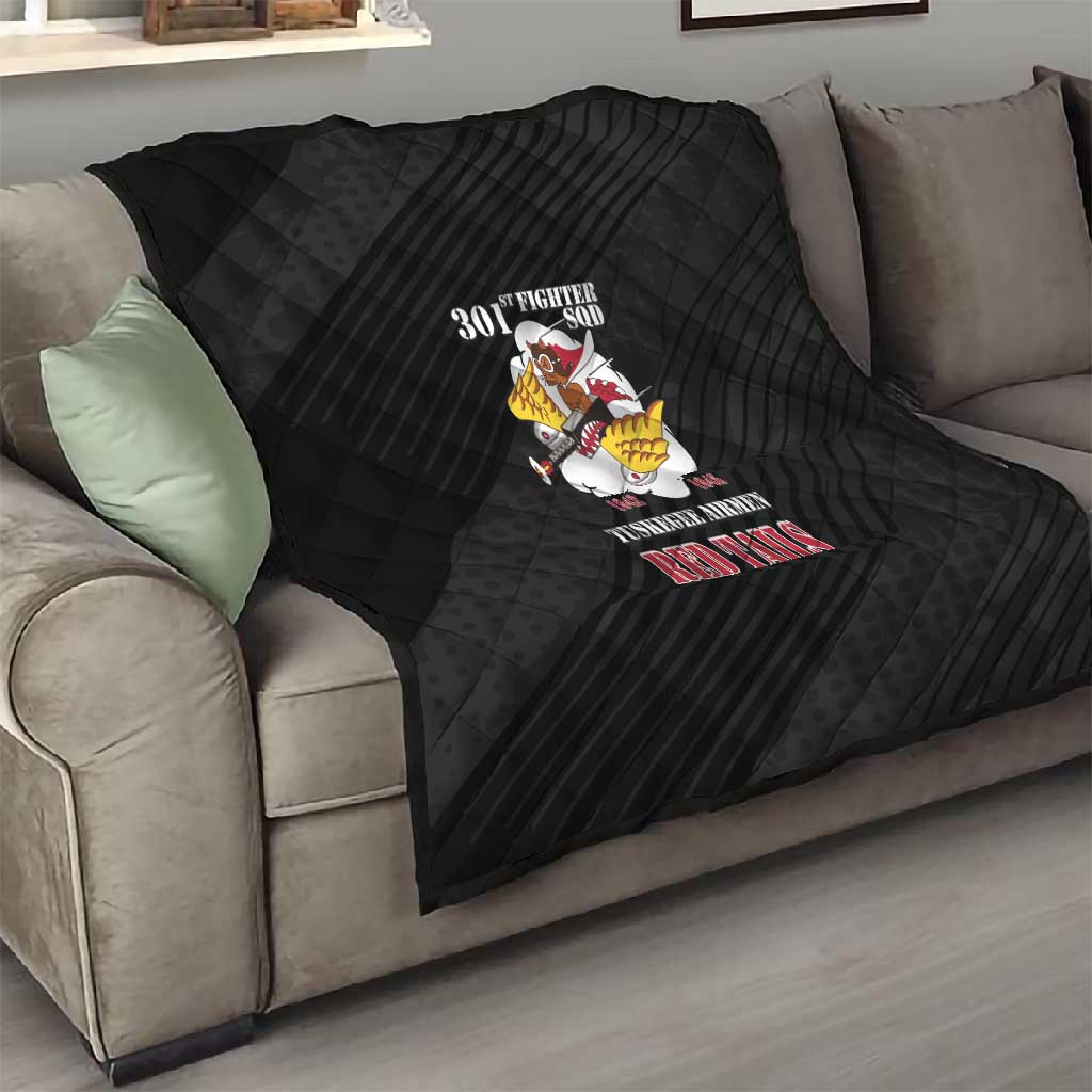 301st Fighter Squadron WWII Quilt Red Tails Heritage - Black - African Pride