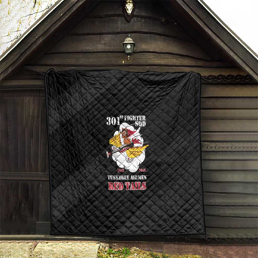 301st Fighter Squadron WWII Quilt Red Tails Heritage - Black - African Pride