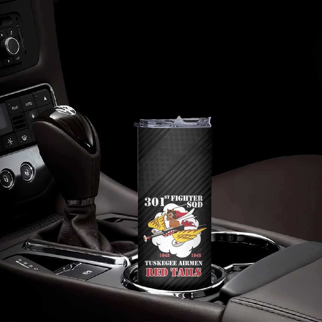 Personalized 301st Fighter Squadron WWII Skinny Tumbler Red Tails Heritage - Black - African Pride